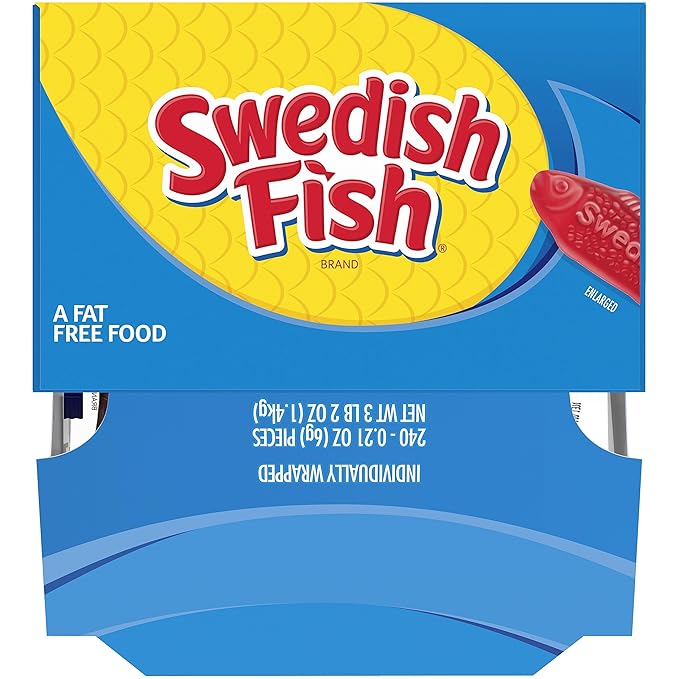 SWEDISH FISH Individually Wrapped Soft & Chewy Candy, Bulk Candy, School Snacks, 240 Count Box