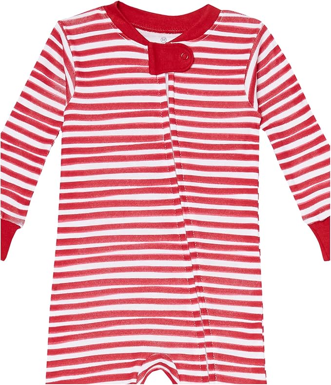 HonestBaby Non-Slip Footed Holiday Pajamas One-Piece Sleeper Zip-Front PJs Organic Cotton for Baby Boys, Girls, Unisex