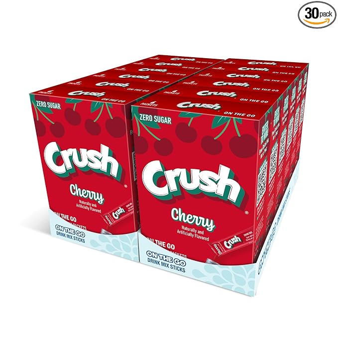 Crush- Powder Drink Mix - Sugar Free & Delicious (Cherry, 72 Sticks)