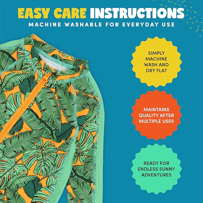 SwimZip Boys' Long-Sleeve UPF 50+ Swimsuit for Baby, Toddler, & Little Boys