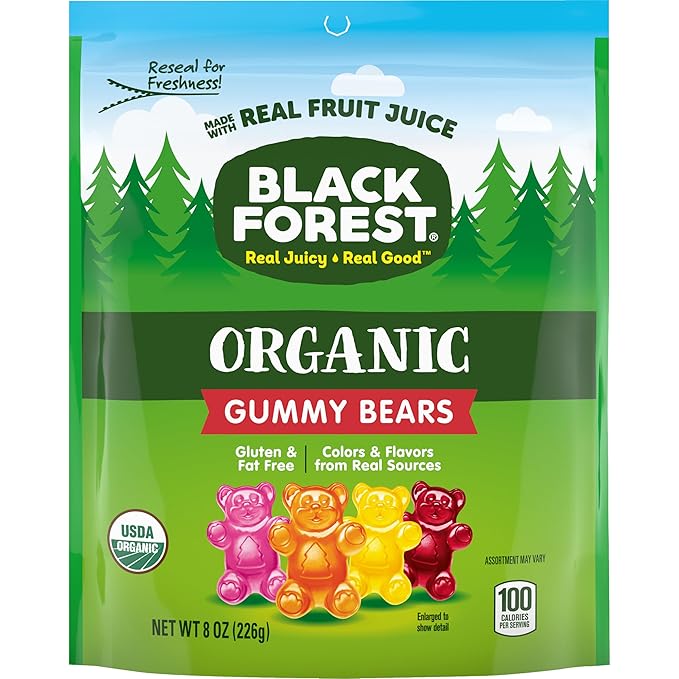 Black Forest Organic Gummy Bears Candy, 8 Ounce Bags (Pack of 6)