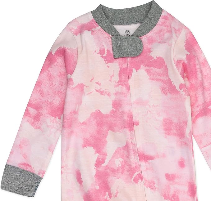 HonestBaby Non-Slip Footed Pajamas One-Piece Sleeper Zip-Front Pjs 100% Organic Cotton for Baby Girls