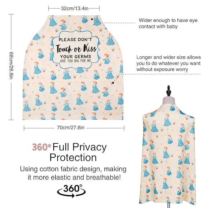 Metplus No Touch Sign Car Seat Cover for Babies, Mom Nursing Covers Breastfeeding Scarf, Multi Use Infant Carseat Canopy for Newborn Carrier/Stroller/Shopping Cart, Baby Shower Gifts for Boy Girl