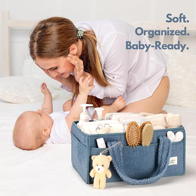 PeraBella Baby Diaper Caddy Organizer with Handle, Boy & Girl Shower Gift Basket, Portable Diaper Storage Basket Bin for Wipes, Newborn Baby Essentials Registry Search Must Haves, Car Caddy Organizer