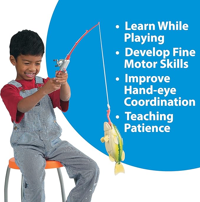 Small World Toys Magnetic Fishing Game, Catch of The Day Bass Fishing Toy for Kids Ages 3+, Includes Kids Fishing Pole and 1 Fish For Toddler Bath Toys, Water Fish Toys For Pools & Tubs