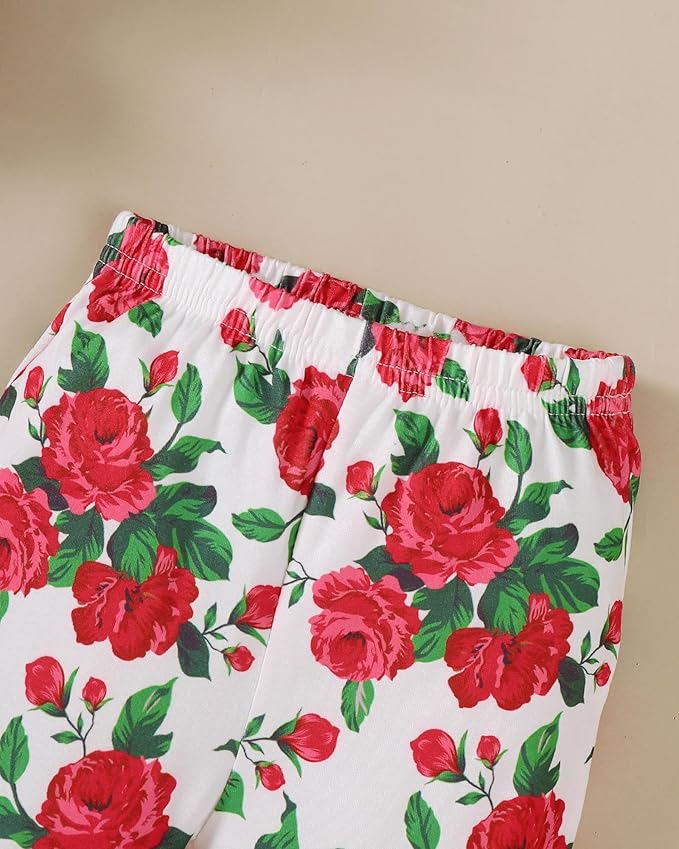 SUNNY PIGGY Newborn Baby Girl Clothes Infant Outfits Romper Floral Fall Outfit Bell Bottoms Pant Sets Hat Headband Flowerpant