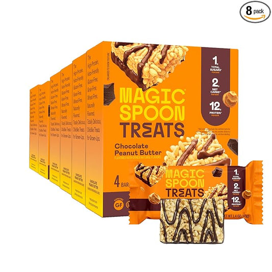 MAGIC SPOON Treats - High Protein, Low Carb, Keto Friendly, Low Sugar, Gluten Free, Crispy Protein Bar Cereal Bar, On-The-Go Healthy Snack (Chocolate PB, 24 Bars)