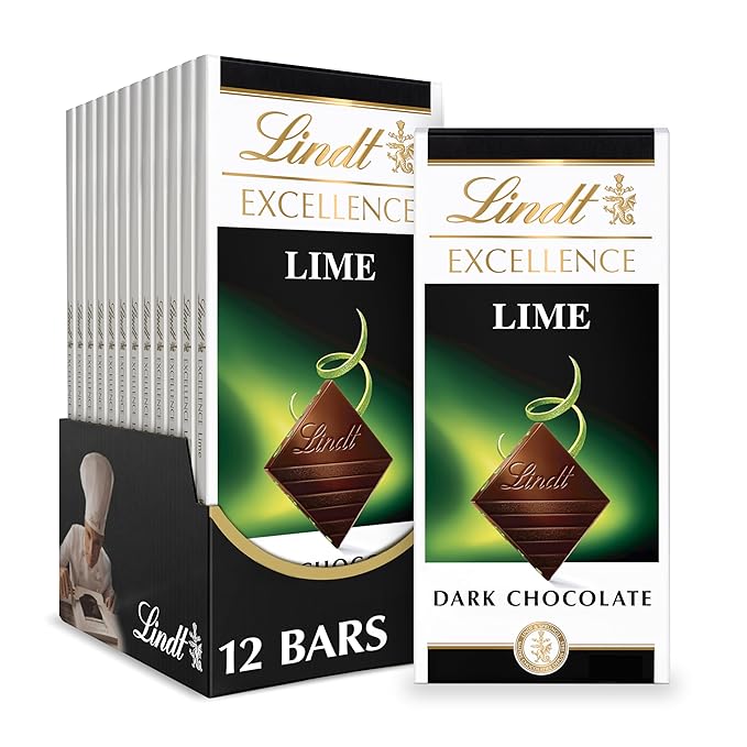 Lindt EXCELLENCE Lime Dark Chocolate Candy Bar, 12 Pack, 3.5 oz. Bar