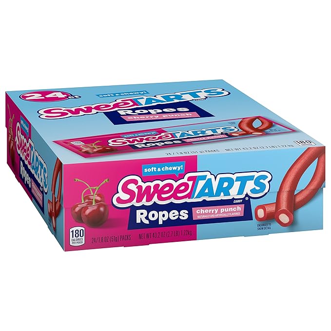 SweeTARTS Soft and Chewy Ropes, Cherry Punch Flavor, 1.8 Ounce Pouches (Pack of 48)