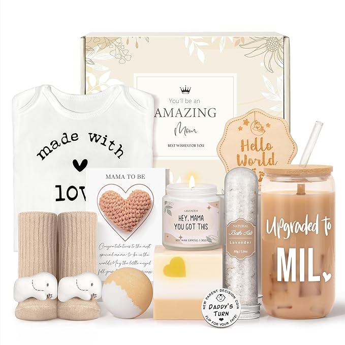 New Mom Gifts for Women, Pregnancy Gifts for New Parents Expecting Mom, New Mom Care Package After Baby, Gender Reveal Gifts, Baby Shower Gifts for Mom to Be, Pregnancy Basket for First Time Moms