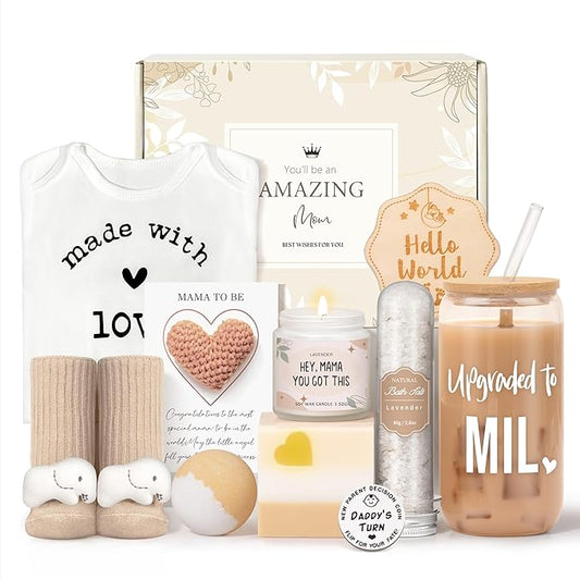 New Mom Gifts for Women, Pregnancy Gifts for New Parents Expecting Mom, New Mom Care Package After Baby, Gender Reveal Gifts, Baby Shower Gifts for Mom to Be, Pregnancy Basket for First Time Moms