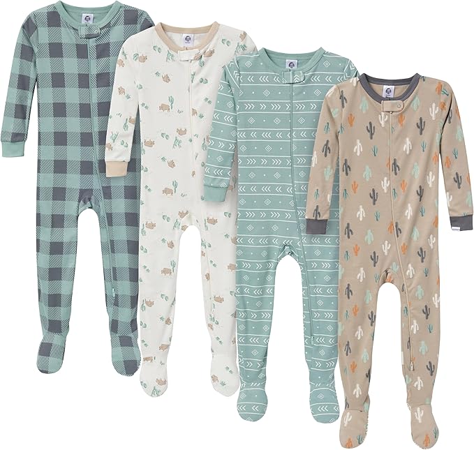 Gerber baby-boys Baby-boys 4-pack Footed Pajamas