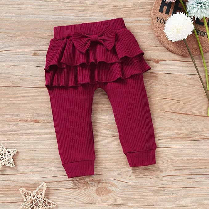 Aalizzwell Preemie Newborn Infant Baby Girls Clothes Ribbed Bodysuit Pants Set Fall Winter Outfits