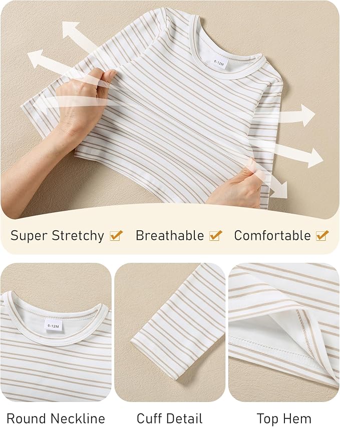 ZOEREA Toddler Baby Boys Clothes Outfit Long Sleeve T-Shirt and Romper Set Cute Jumpsuit Overalls Solid Color 6M-4T