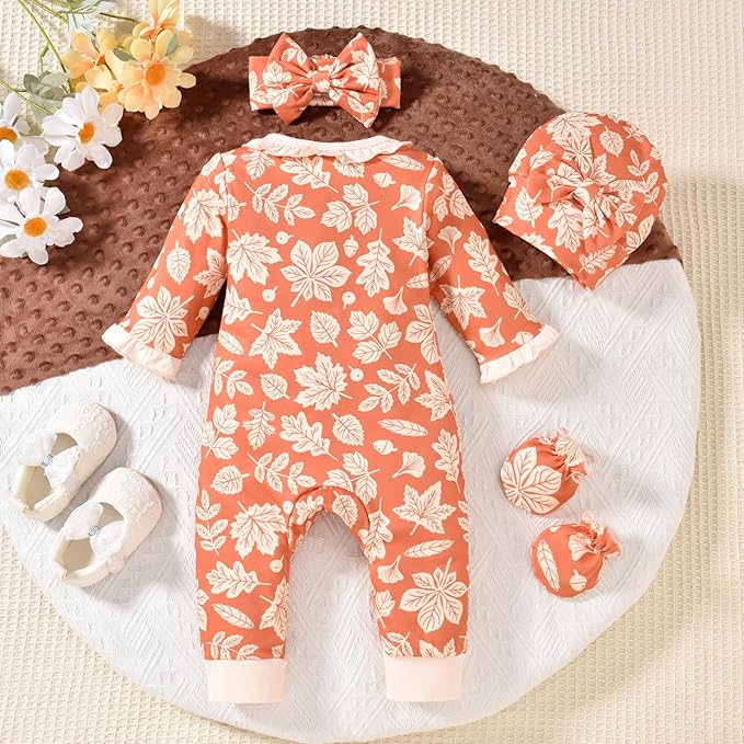 Aalizzwell Baby Girls Romper Outfit Fall Winter Clothes with Accessories