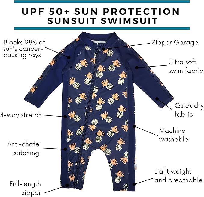 SwimZip Boys' Long-Sleeve UPF 50+ Swimsuit for Baby, Toddler, & Little Boys