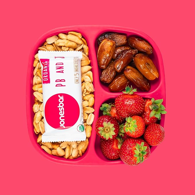 JONESBAR (Peanut Butter and Jelly, 12 Count (Pack of 1)), USDA Organic Fruit & Nut Bar, Non-GMO, Kosher, Vegan, Gluten Free, Simple Snack Bar