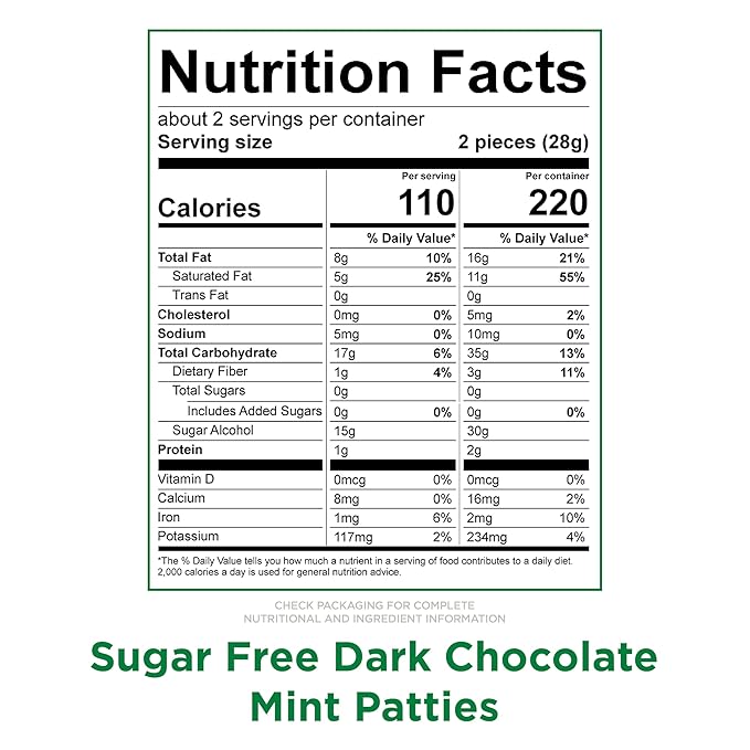 RUSSELL STOVER Sugar Free Dark Chocolate Mint Patties Candy, 2 oz. bag (Pack of 10)