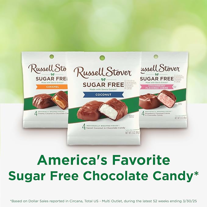 RUSSELL STOVER Sugar Free Coconut in Chocolate Candy, 2 oz. bag (Pack of 10)
