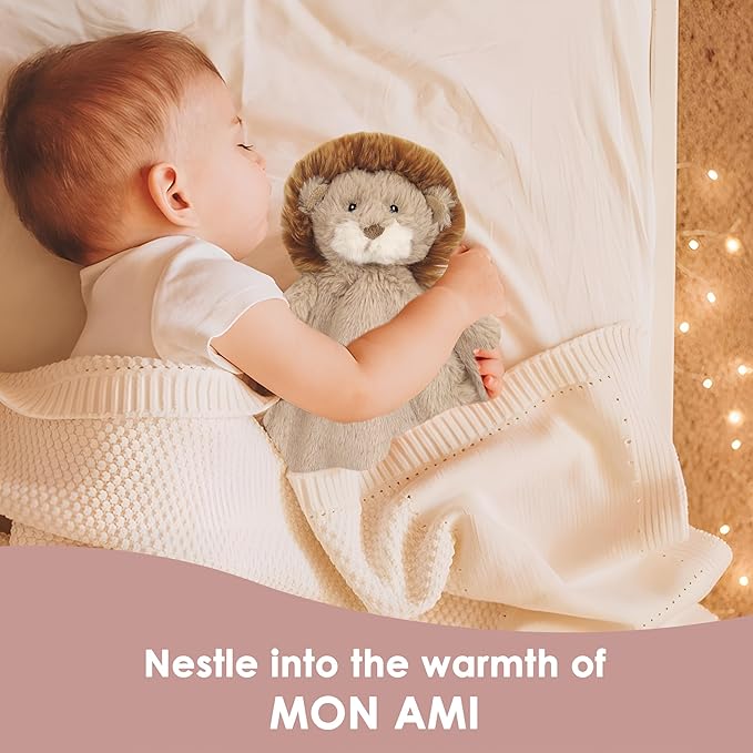 MON AMI Security Blankie for Babies Plush Stuffed Animal Security Blanket, Baby Snuggle Toy, Unisex Newborn (Leon Lion)