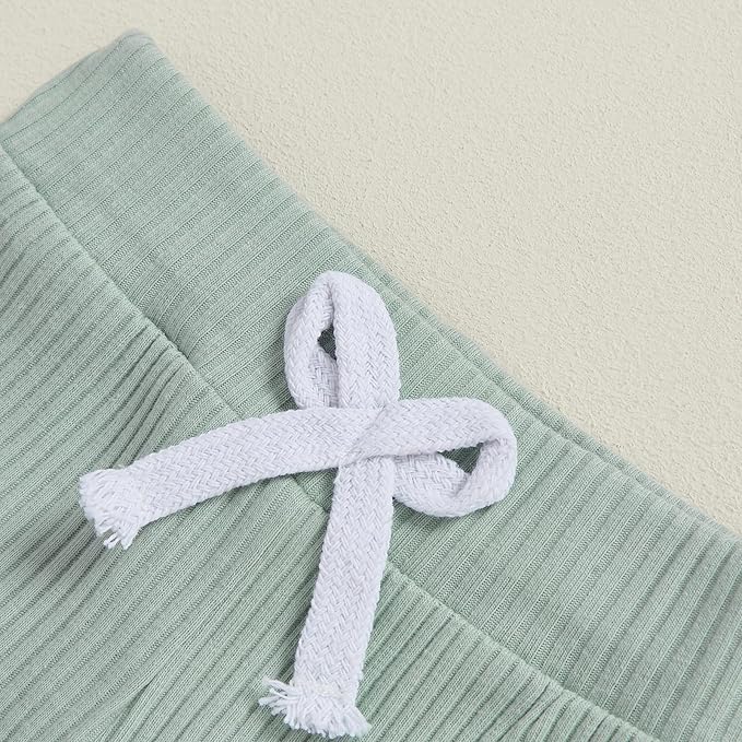 Newborn Baby Boy Clothes Long Sleeve Ribbed Bodysuit Pants Hat 3-Piece Outfit Set