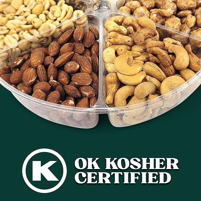 Nuts gift Basket Platter With a Variety of Freshly Roasted Nuts - Beautifully Packaged Gift for Birthday, Sympathy Easter. (6 Sectional Ultimate)
