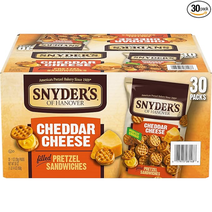 Snyder's of Hanover Pretzel Sandwiches, Cheddar Cheese, Snack Packs, 30 Ct