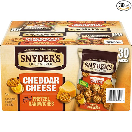 Snyder's of Hanover Pretzel Sandwiches, Cheddar Cheese, Snack Packs, 30 Ct