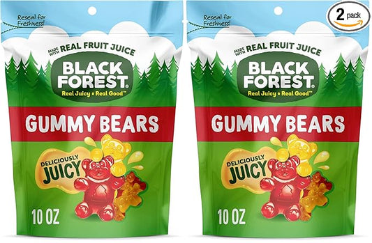 Black Forest Gummy, Bears, Fruit Flavor, Deliciously Juicy, Made with Real Fruit Juice, 10 oz (Pack of 2)