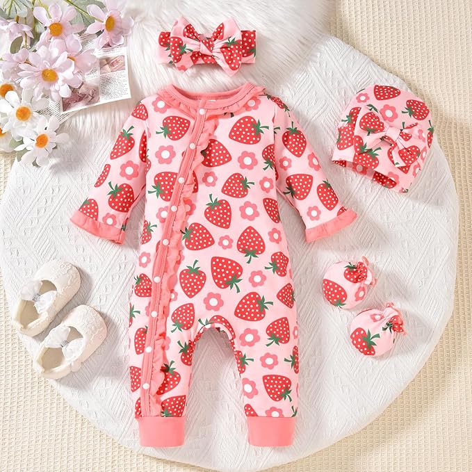 Aalizzwell Baby Girls Romper Outfit Fall Winter Clothes with Accessories