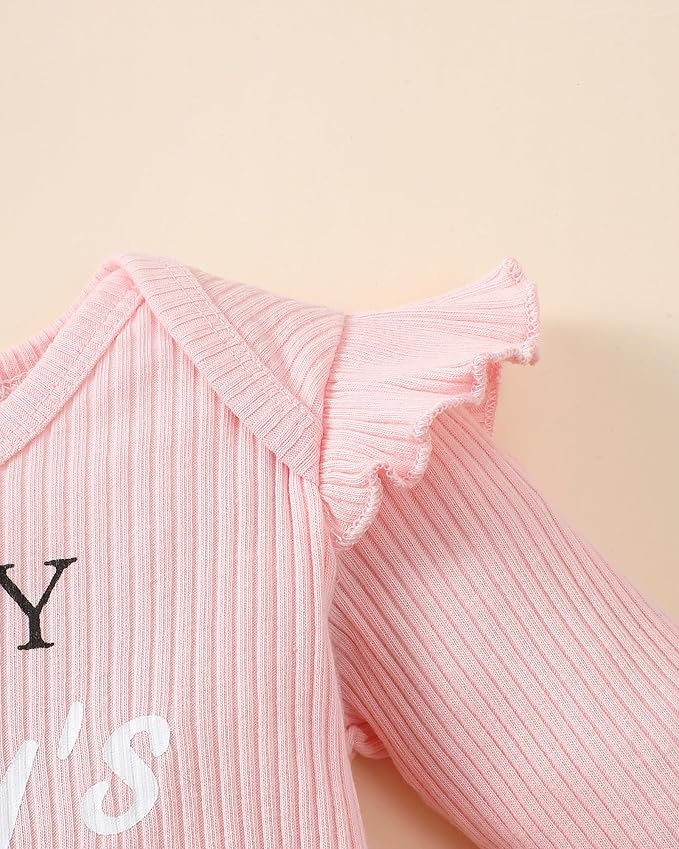 SUNNY PIGGY Newborn Baby Girl Clothes Infant Outfits Romper Floral Fall Outfit Bell Bottoms Pant Sets Hat Headband Flowerpant