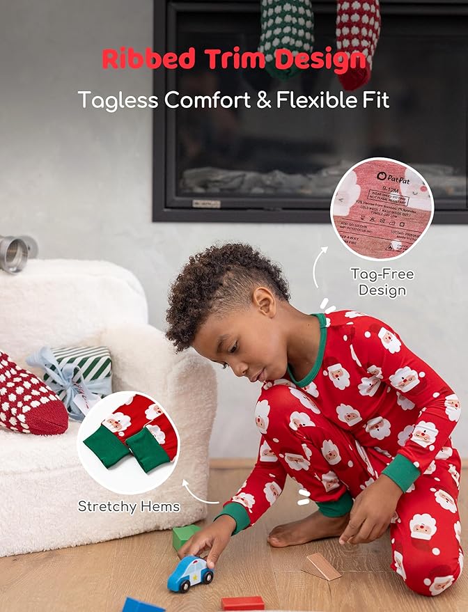 PATPAT Bamboo Viscose Pajama Sets for Toddler Boys & Girls Baby Kids, Ultra-soft Snug fit Pjs Sleepers for Birthday Holiday