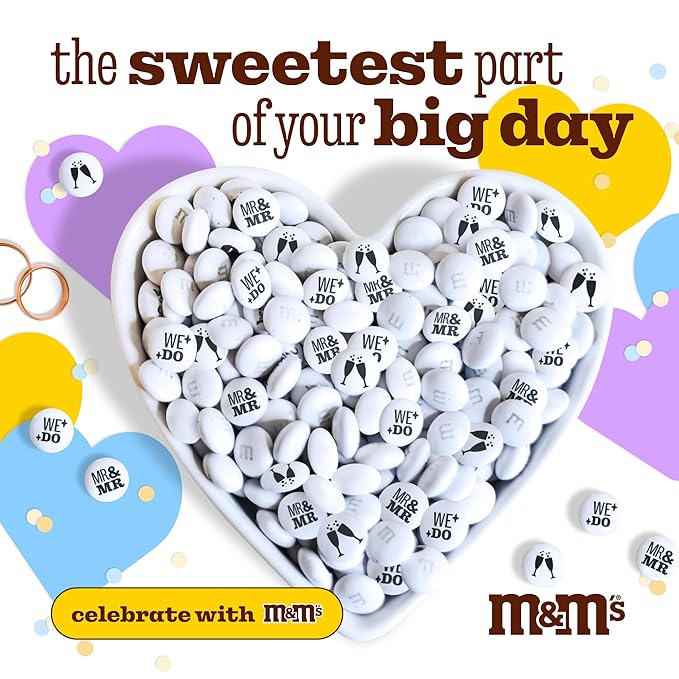 M&M’S WORLD “Mr. and Mr.” Milk Chocolate Candy, 5 lbs Bulk Candy for Wedding Decorations, Unique Favors, or Cake Topper