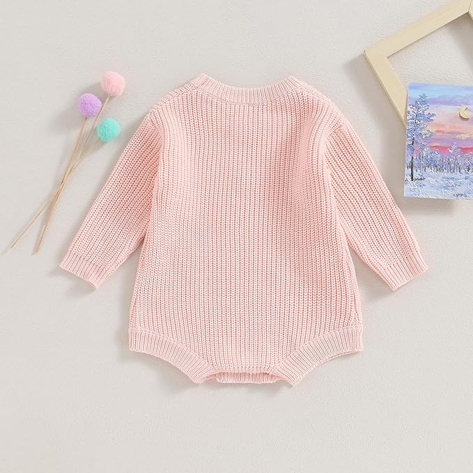 FYBITBO Baby Girl Boy Sweater Knit Oversized Pullover Sweatshirt Romper Onesie Warm Fall Winter Clothes Outfit Newborn