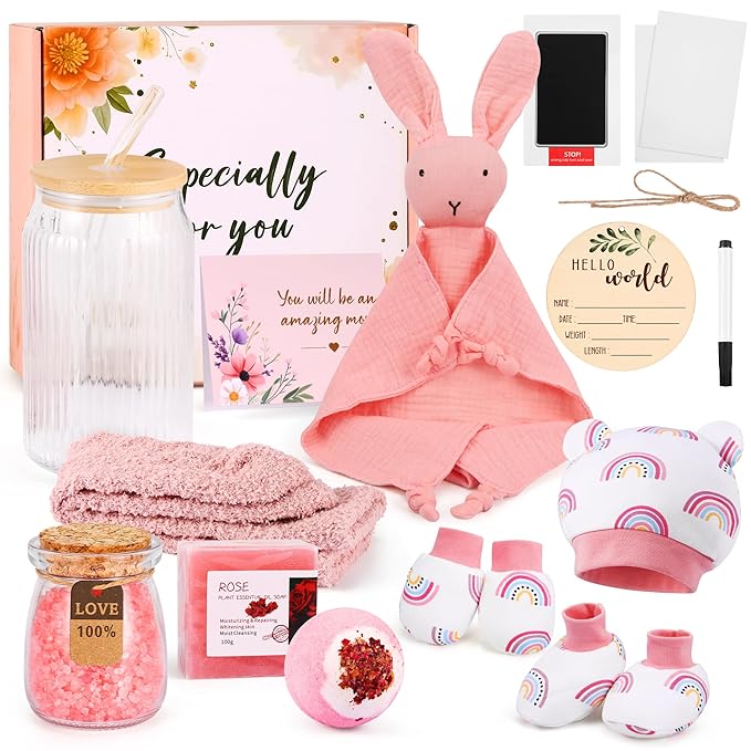 ‎EARLY MINDS New Mom & Baby Girl Gift Set, Newborn Essentials Stuff for First Time Moms, Pregnancy Gifts for Gender Reveal, Baby Shower, Expecting Mom Care Package After Birth