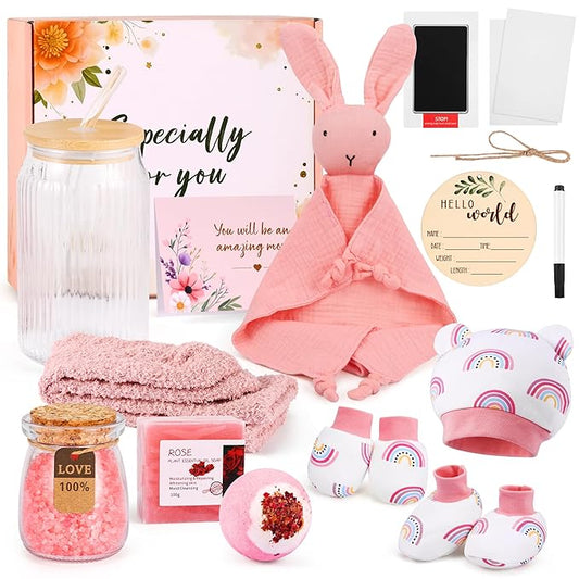 ‎EARLY MINDS New Mom & Baby Girl Gift Set, Newborn Essentials Stuff for First Time Moms, Pregnancy Gifts for Gender Reveal, Baby Shower, Expecting Mom Care Package After Birth