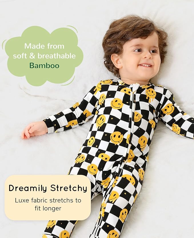Footless Pajamas Baby Boy Girls, Viscose from Bamboo Baby Pajamas, Two Way Zipper Sleepers, Newborn Pjs