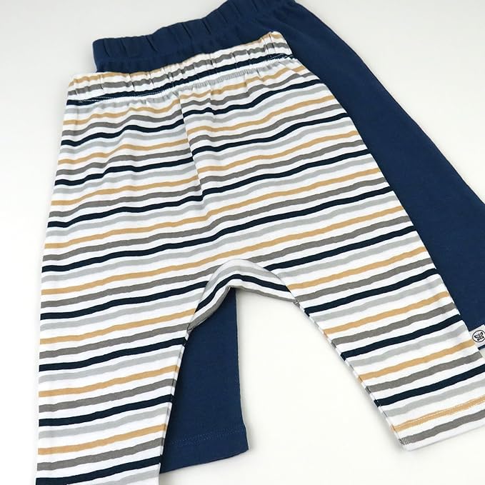 HonestBaby Unisex-Baby Multipack Harem Pants Roomy Fit Pull on Bottoms 100% Organic Cotton for Baby Boys, Girls