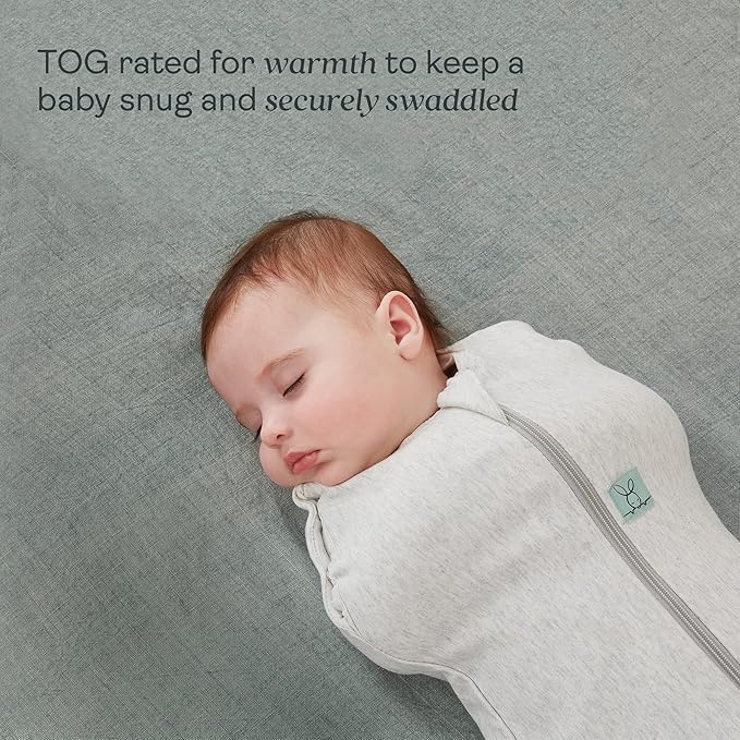 ergoPouch Cocoon Swaddle Sack 0.2 TOG - Baby Sleep Sack, Gentle Snug Fit Helps Calm Startle Reflex, Ideal for Arms In/Out Sleeping, Soft Breathable Fabric for Better Sleep (0 Months, Grey Marle)