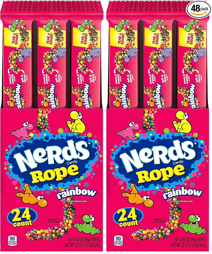 Nerds Rope Candy, Rainbow, 0.92 Ounce (Pack of 48)