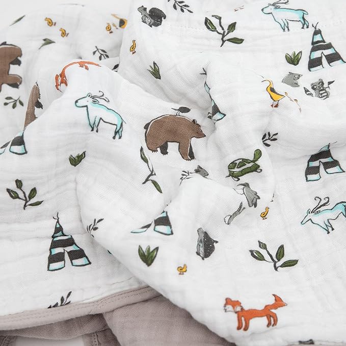 Little Unicorn Original Premium Cotton Quilt | Multi-Layered & Extra-Soft Muslin Fabric |for Babies & Toddlers (Forest Friends)