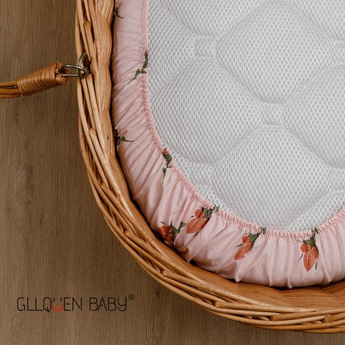 Gllquen Baby Bassinet Sheets 4 Pack, Breathable Cozy Fitted Mattress Sheet, Elastic Travel Crib Fashionable Floral Pattern, Standard Cradle Safe Sheets for Baby Boys Girls 32"x16" (Flower)