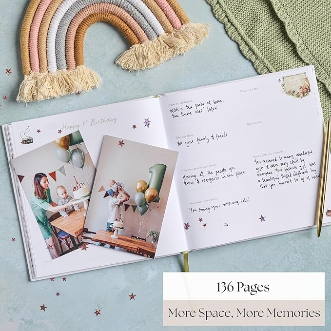 Baby Memory Book New Mom Gift - Baby Scrapbook Record Book & Photo Album - Gift for Newborns Baby Boy & Girl, Great For Baby Showers (Woodland)