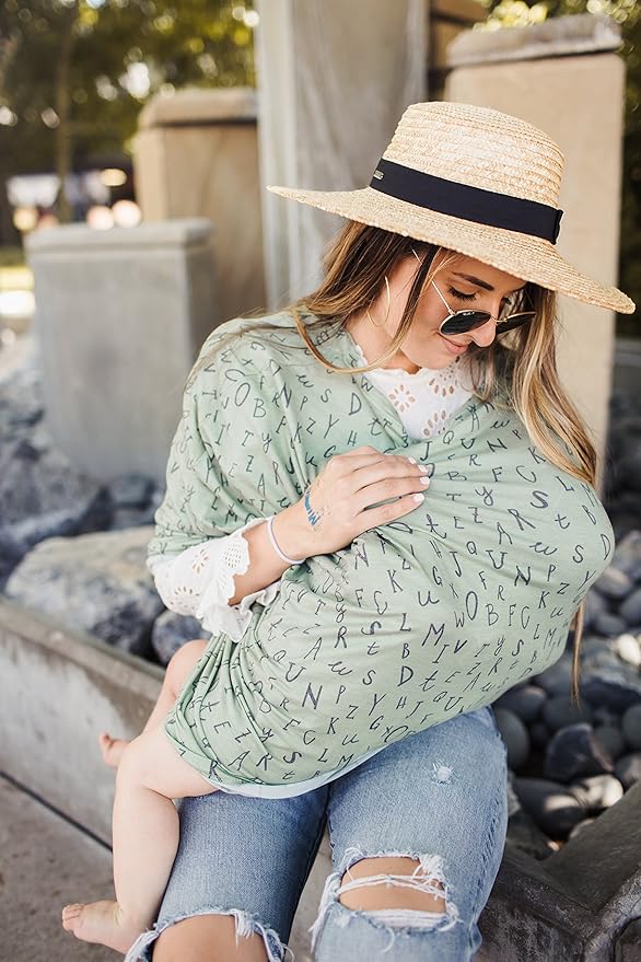 Baby Car Seat Cover Canopy and Nursing Cover Multi-Use Stretchy 5 in 1 Gift Poe by Copper Pearl