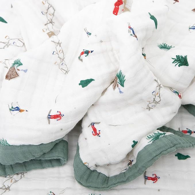 Little Unicorn Premium Quilted Throw | Super Soft, Multi-Layered Muslin XL Blanket| Great for Kids & Families (Powder Party)