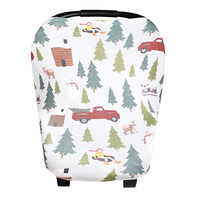 Baby Car Seat Cover Canopy and Nursing Cover Multi-Use Stretchy 5 in 1 Gift "Kringle" by Copper Pearl