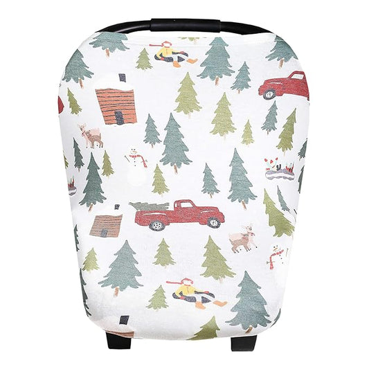 Baby Car Seat Cover Canopy and Nursing Cover Multi-Use Stretchy 5 in 1 Gift "Kringle" by Copper Pearl