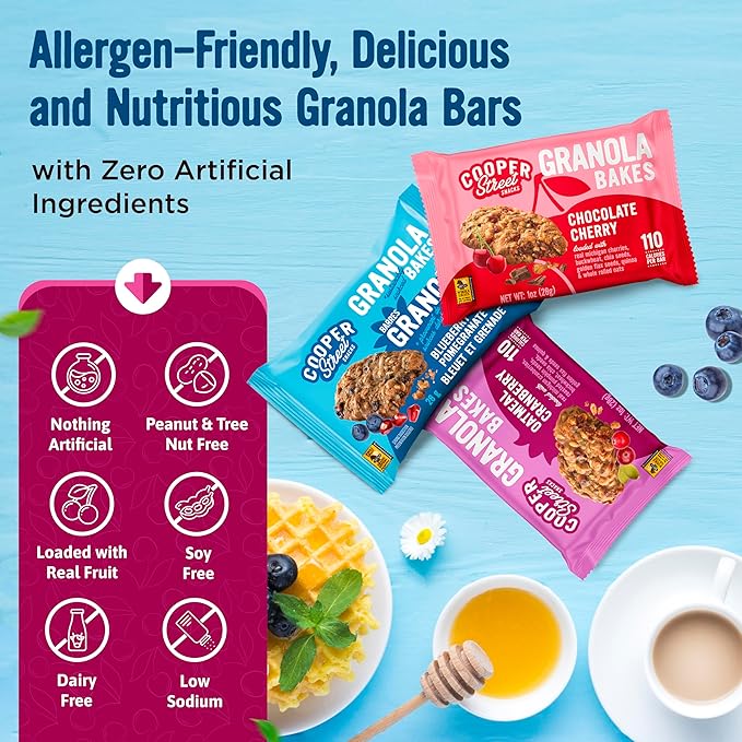 Cooper Street Granola Bakes (36 Count) – Soft and Chewy Breakfast Granola Bars Variety Pack – Nut, Dairy & Soy Free – Individually Wrapped Healthy Snacks for Kids, School, Work, Hiking & On-the-Go