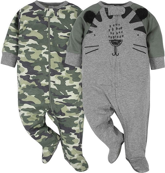 Gerber Baby Boys' 2-Pack Footed Pajamas