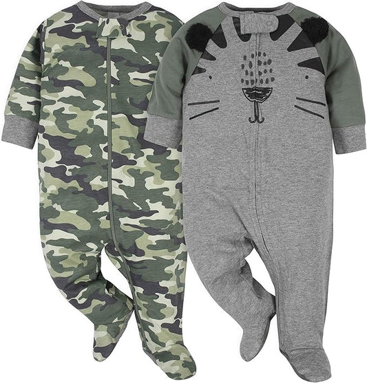Gerber Baby Boys' 2-Pack Footed Pajamas